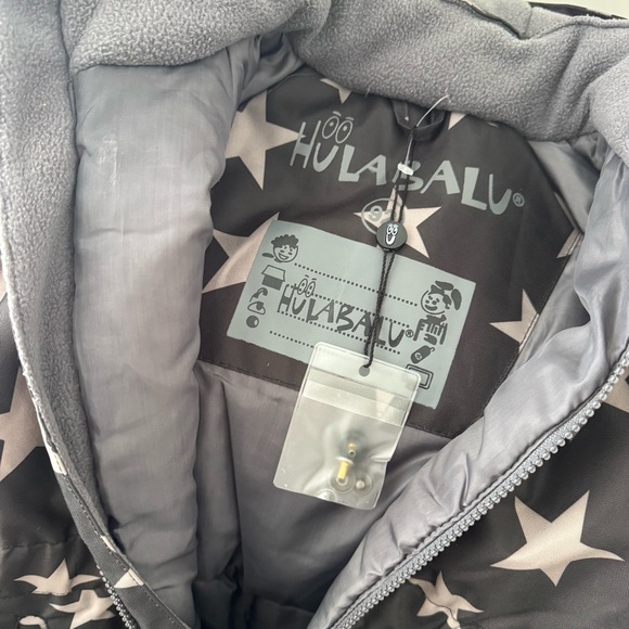Hulabalu Kids 2-3Y Snowsuit Black Gray Stars Like New with Hood - Picture 6 of 8